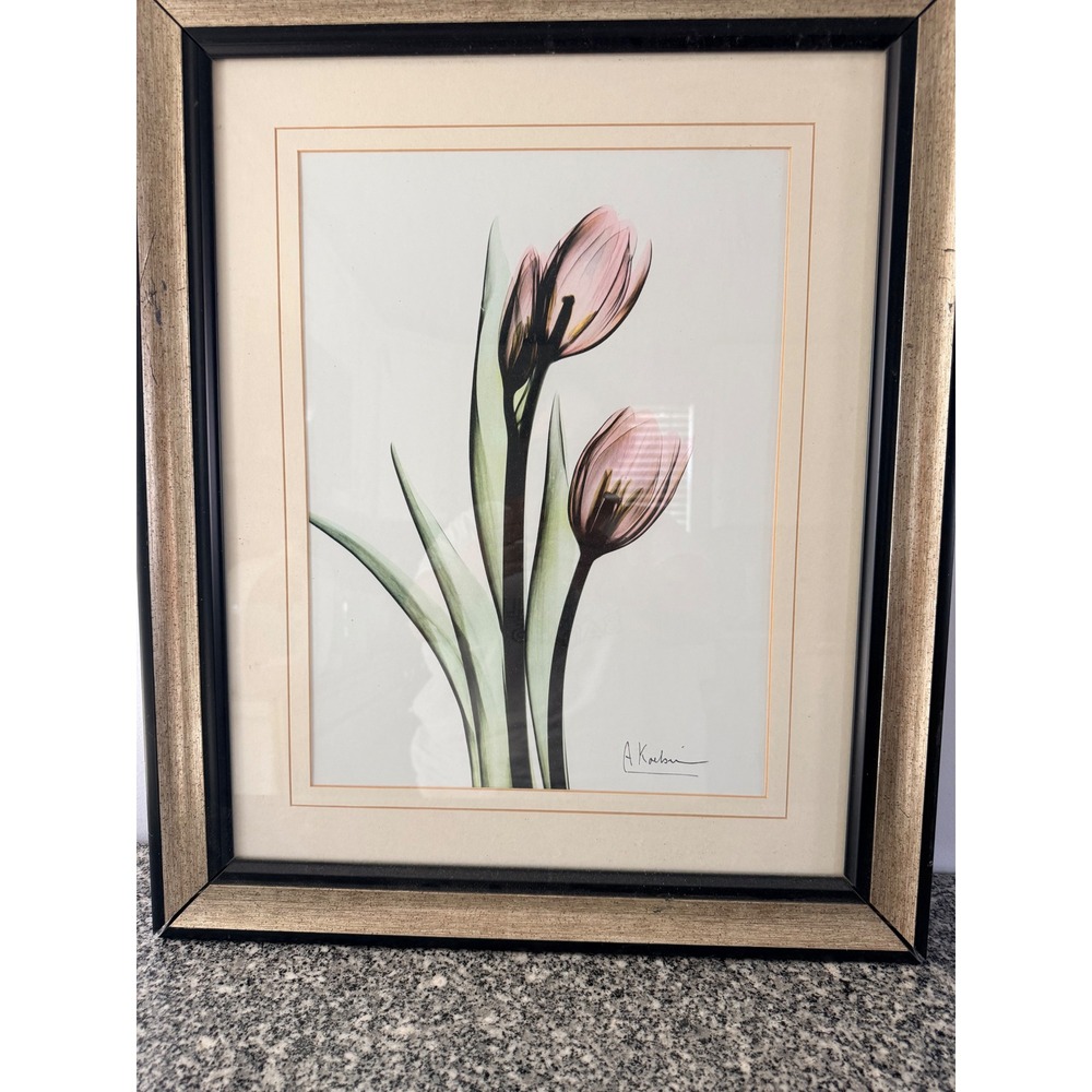 Albert Koetsier VTG Framed Floral Art Print Pink Tulips